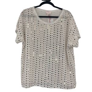 Entro Rose Gold Sequin Chiffon Blouse Medium NEW